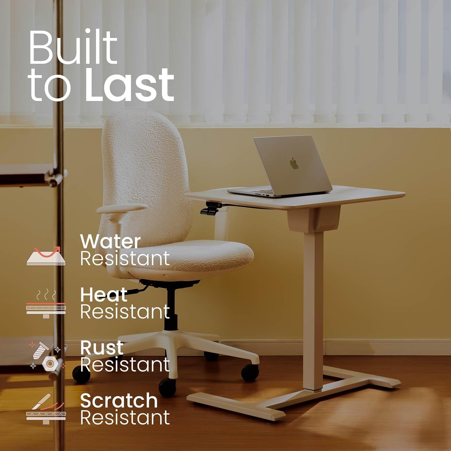 TopJob ANYDESK FOLD Mobile Standing Desk, Portable with Lockable Wheels, Foldable Stand Desk, Rolling Computer Workstations, Used for Home, Couch Side Table, Bedside Table in Bed Room Kitchen