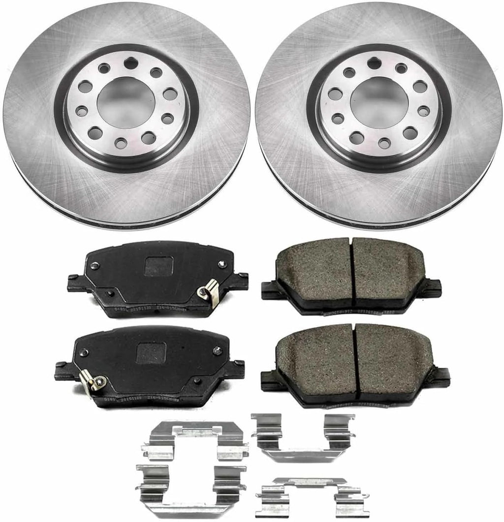 PowerStop Front Brake Kit for Fiat 500X 2016-21 |Jeep Compass 2017-22 |Renegade 2015-23 - Z17 Ceramic Brake Pads & Disc Rotors Replacement, KOE7299