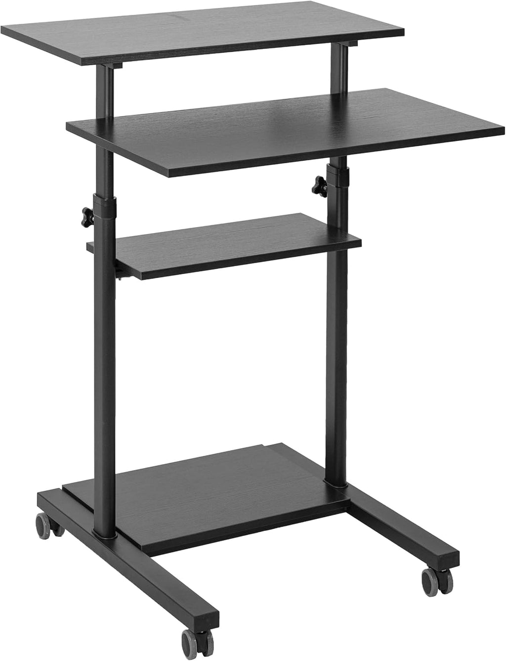 VIVO Mobile 28 inch Standing Desk Workstation, Height Adjustable Rolling Laptop Cart with Storage, Black, CART-V02DB