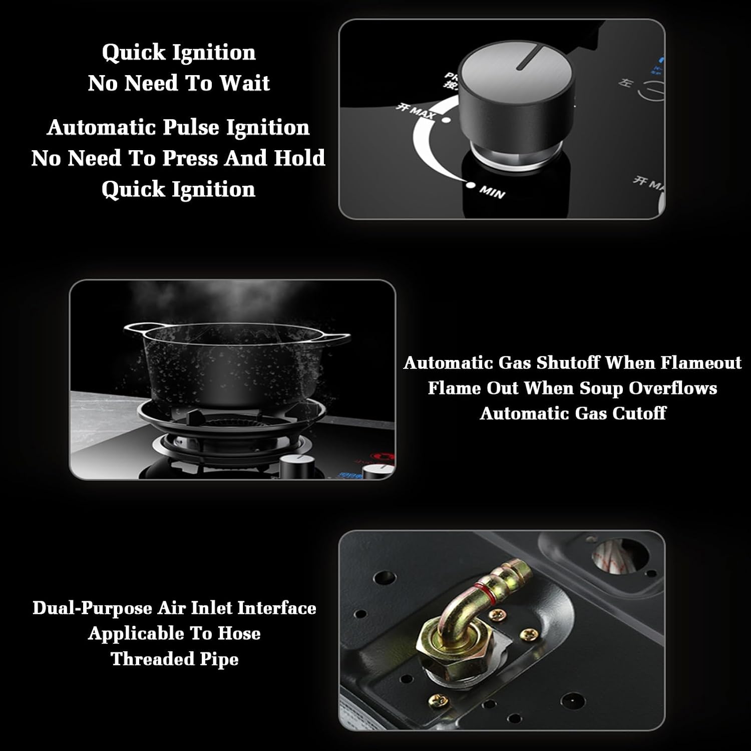 Gas Stove,Built-in Gas Stove with 2 Burners,5.2KW Nine-Cavity High-fire Timer,Gas/LP Gas Conversion Stove,with Flameout Protection,for Home Kitchen(NG)