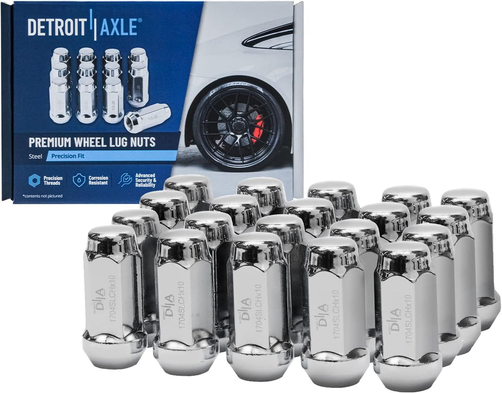 Detroit Axle - Front Drilled Brake Rotors Wheel Hubs + 20pc Wheel Lug Nuts Replacement for 2002-2005 Ford Explorer Mercury Mountaineer - 24pc Set