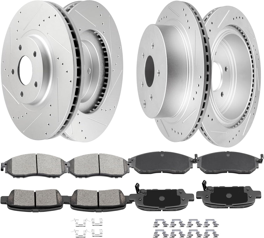 SCITOO Front 12.6' Rear 12.13' Brake Pads and Rotors Kits Fit For Nissan Murano 2011 2012 2013 2014