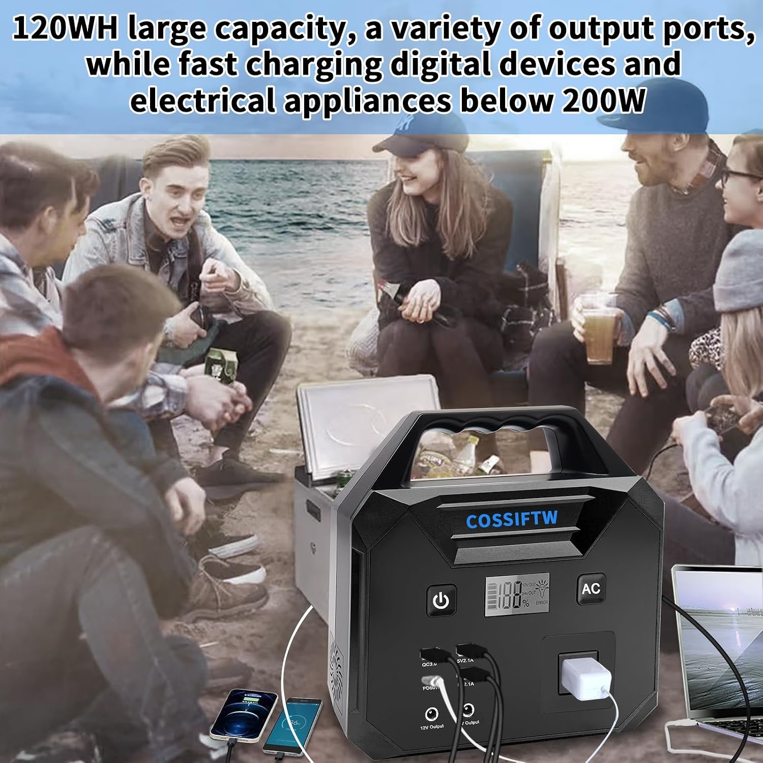10000A Heavy Duty Jump Starter AC 200W Generator 130wh Jump Booster PD 60W Two-Way Fast-Charging The Most Multi Functions & Heavy Duty Jump Starter (Apply for All Cars & Trucks)