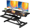 JOY worker Standing Desk Converter, 35' Wide Height Adjustable Sit Stand Up Desk Riser with Keyboard Tray, Desktop Workstation Riser for Home Office Computer Laptop, Particle Board, Black