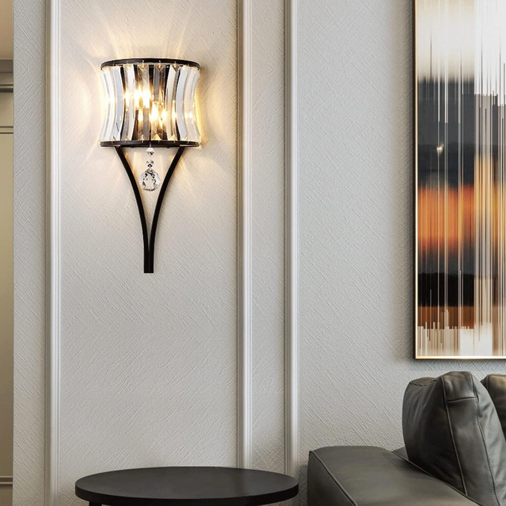 Wall Lighting Fixtures European-Style Crystal Wall Light Antique Wrought Iron Glass Wall Sconces Retro Art Decor Lighting Fixture for Hotel Bar Living Room Bathroom Hallway Villa Bedroom Kitche/