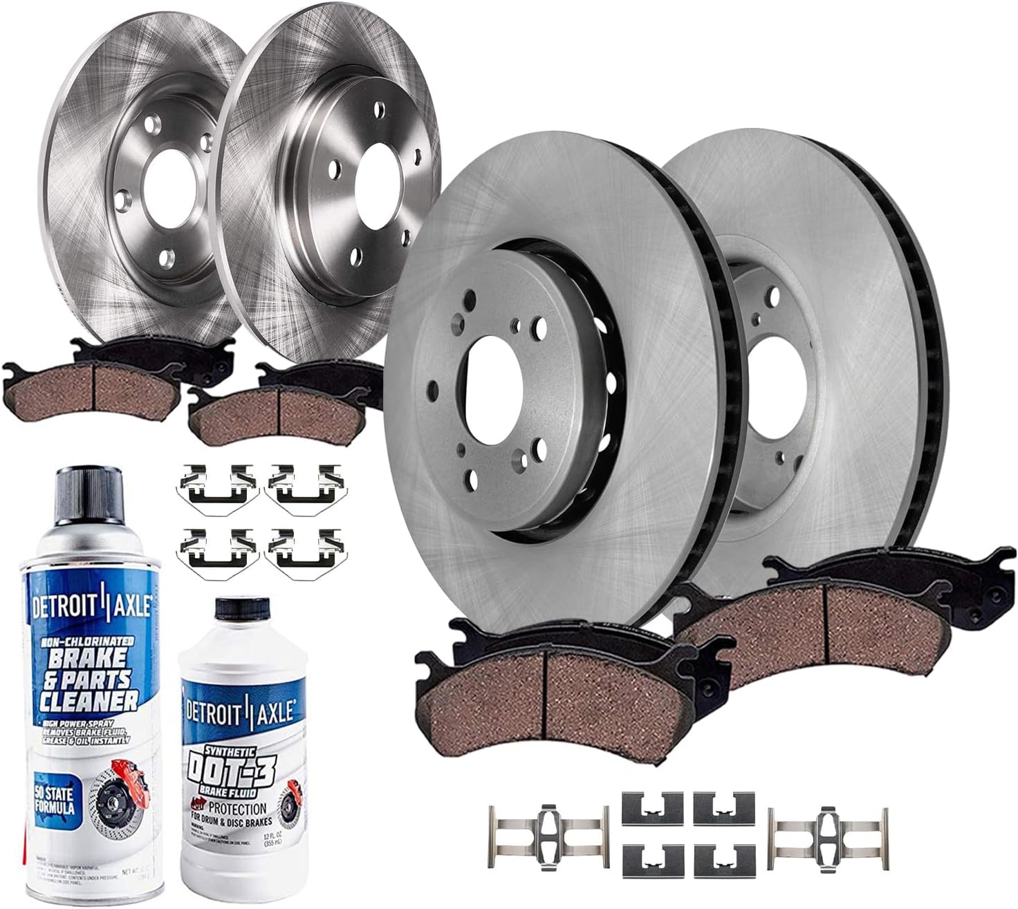 Detroit Axle - 10pc Brake Kit for Acura 2013-2018 RDX, Disc Brake Rotors Ceramic Brakes Pads with Hardware 2014 2015 2016 2017 Replacement: 12.28' inch Front and 12.00' inch Rear Rotor