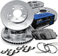 R1 Concepts Front and Rear Brake Kit Fits 2014-2016 BMW 228i, 428i; 2017-2021 BMW 230i; 2013-2018 BMW 320i| Semi Met Pads, Blank Rotors| Hardware, Sensor Wire| 12.3' Front & 11.8' Rear