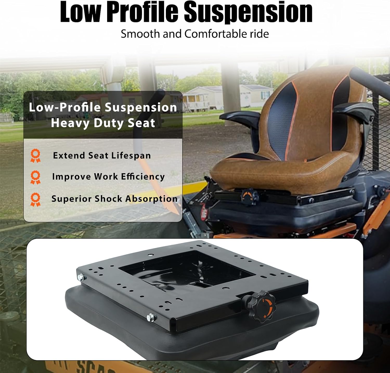 Suspension Kit with Slider Track for Zero Turn Lawn Mower Tractor Forklift, Compatible with Most Aftermarket Seats - Same Day Shipping