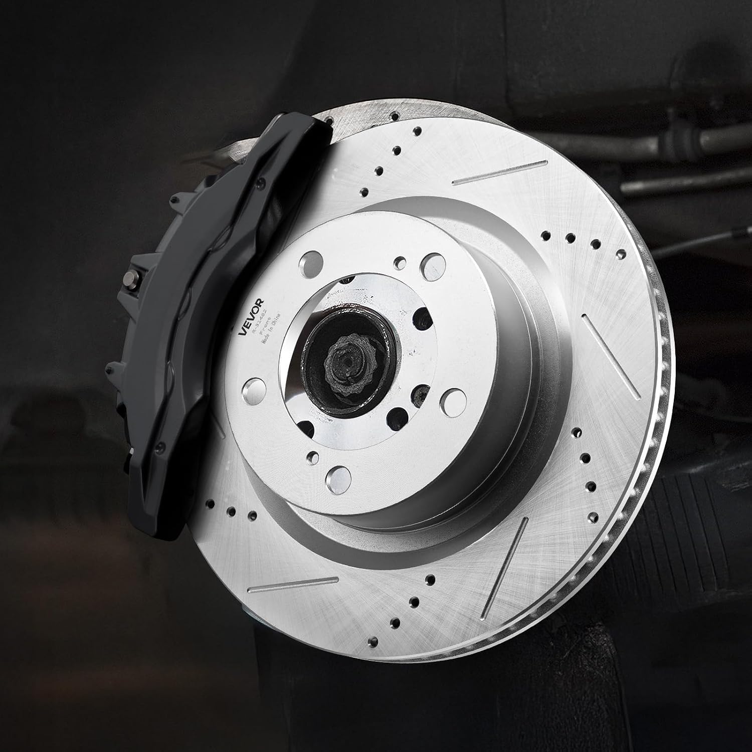 VEVOR Brake Pads and Rotors Kit Front and Rear, Compatible with 2007-2021 Toyota Tundra (5 Lug Models), 2008-2021 Toyota Sequoia, Drilled and Slotted Brake Rotors Ceramic Brake Pads Replacement Kit