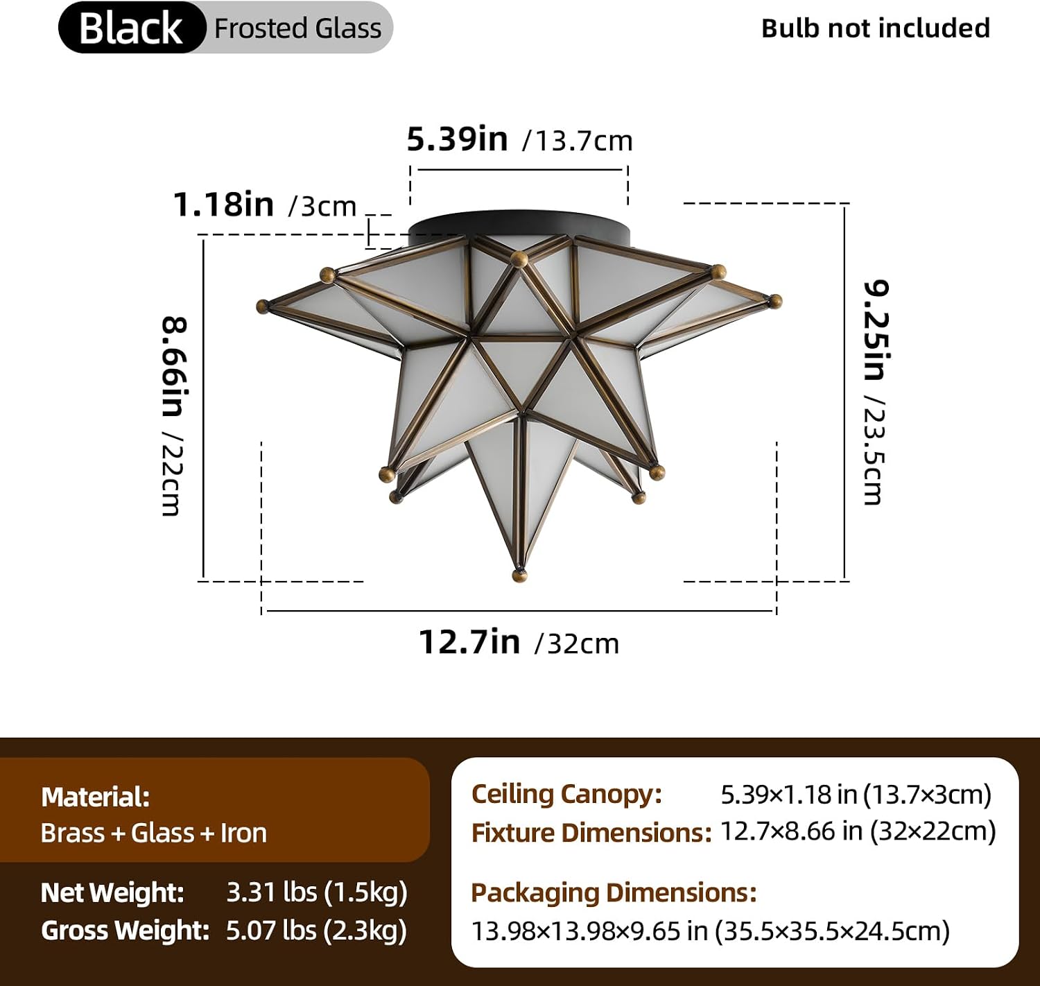 Black Moravian Star Ceiling Light - Oil Rubbed Bronze Vintage Antique Flush Mount Lighting - Art Deco Mid Century Milk Glass Fixture Lights for Hallway Bedroom Room Hall Entryway Laundry Foyer Kitchen
