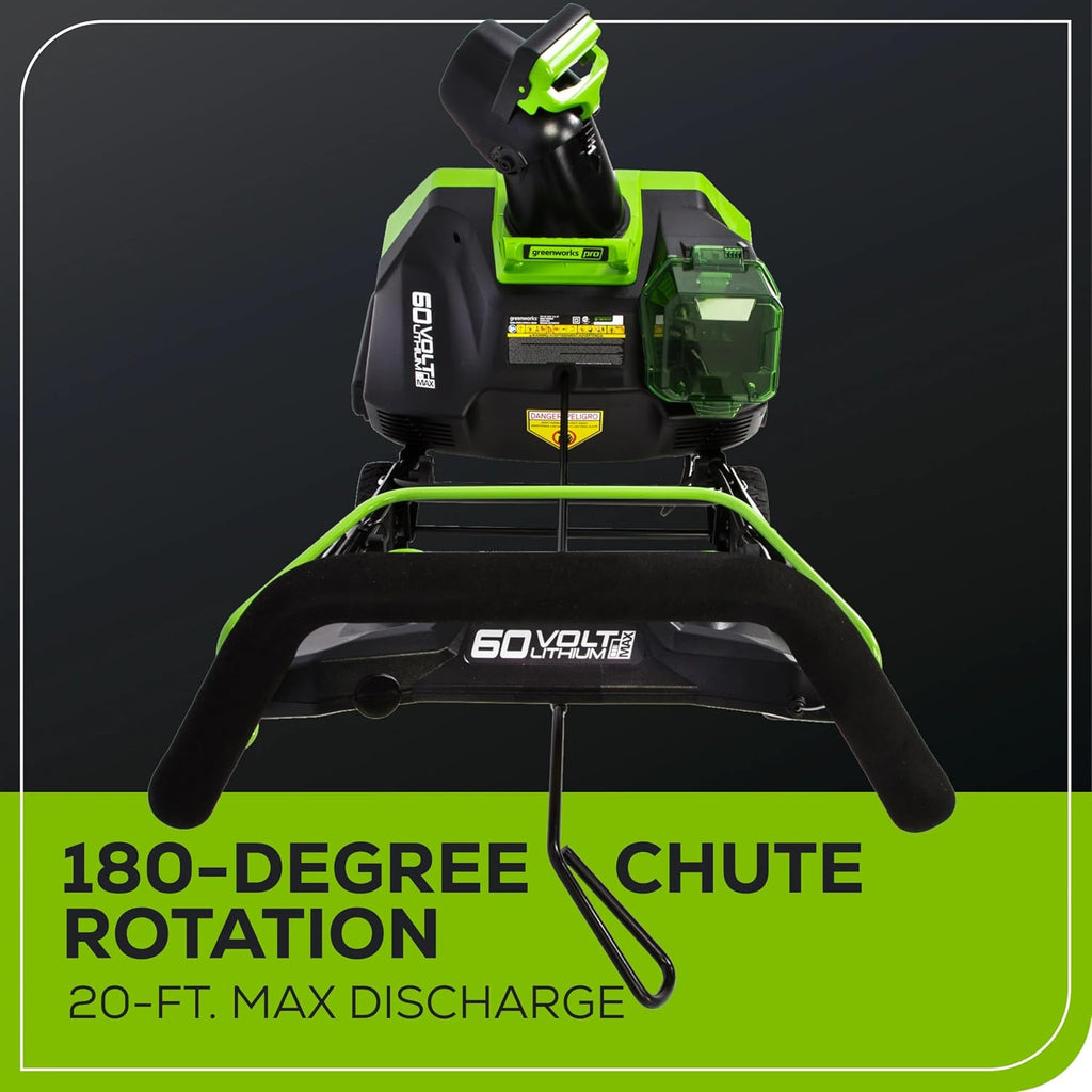 Greenworks 60V 20' Brushless Cordless Snow Blower (Single-Stage), 5.0 Ah Battery and Charger Included