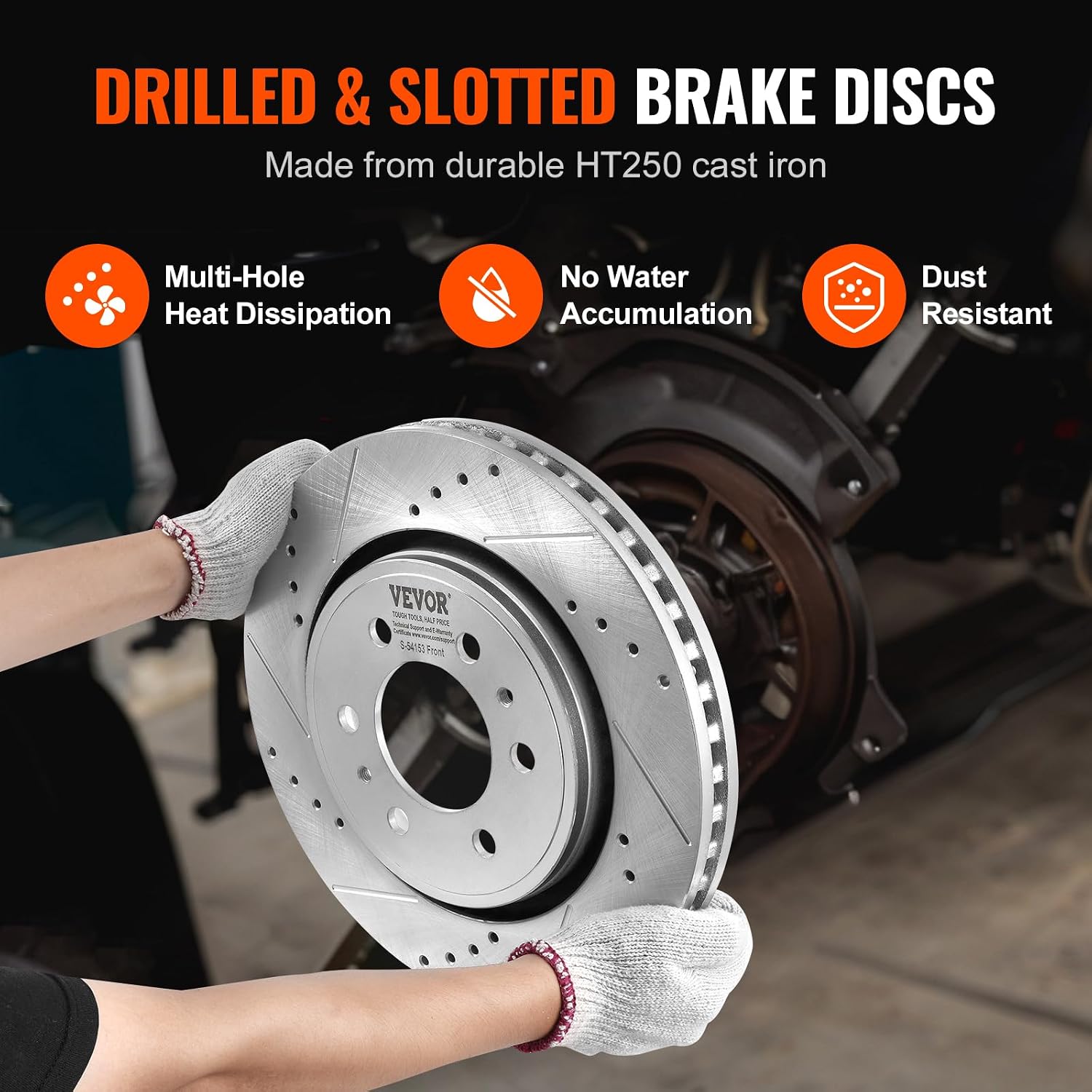 VEVOR Brake Kit Front and Rear, Compatible with 2012-2020 Ford F-150 (MPB only), Drilled and Slotted Brake Rotors Ceramic Brake Pads Replacement, 13.8' Front Rotors 13.7' Rear Rotors