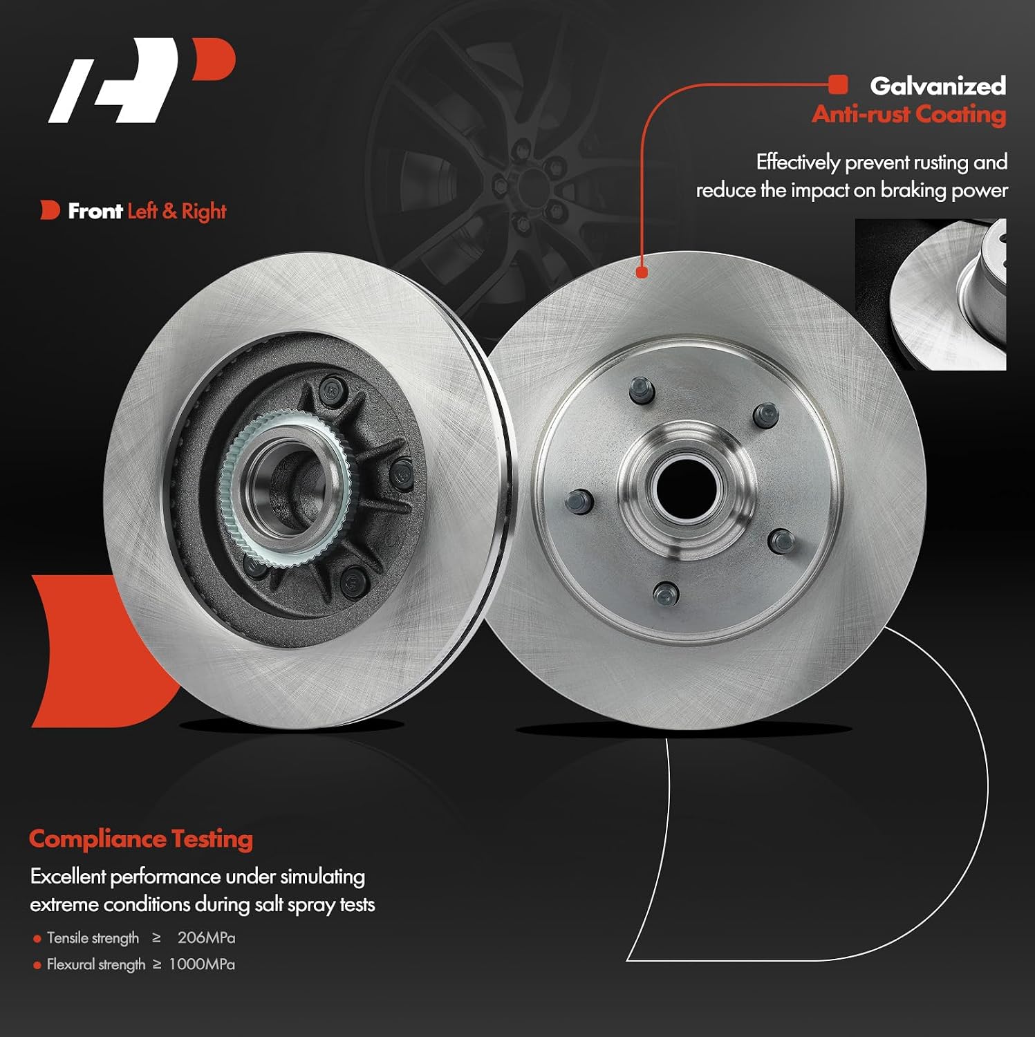 A-Premium Front Vented and Rear Solid Disc Brake Rotors + Ceramic Pads Kit Compatible with Select Ford & Lincoln Models - F-150 2000-2003 (RWD), Blackwood 2002, 12-PC Set