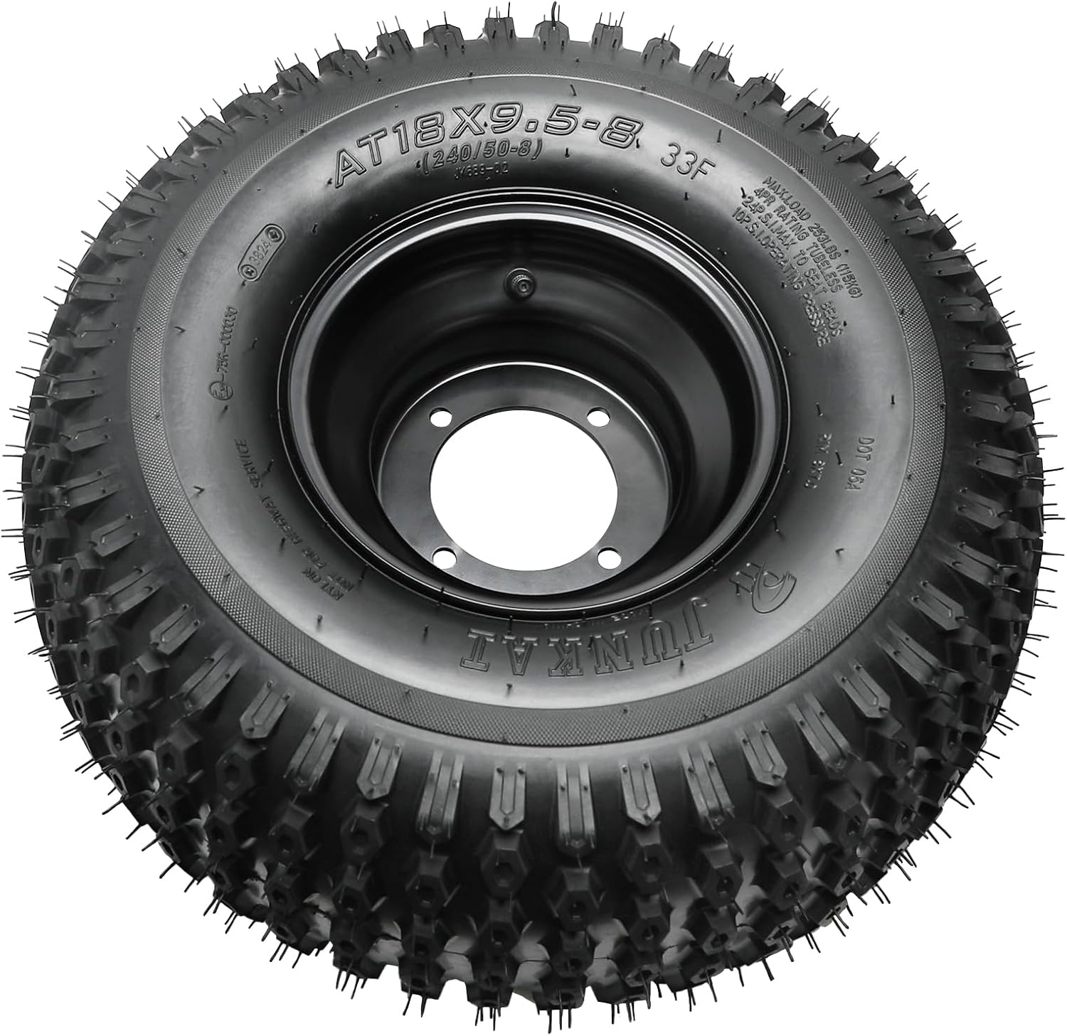 2Pcs 18x9.50-8 Tires & Wheels Rims Set, 4 Lug 110mm Bolt Pattern - Compatible with ATV, UTV, Quad, Riding Lawn Mower, Tractor, Zero Turn Mower, Lawn Tractor