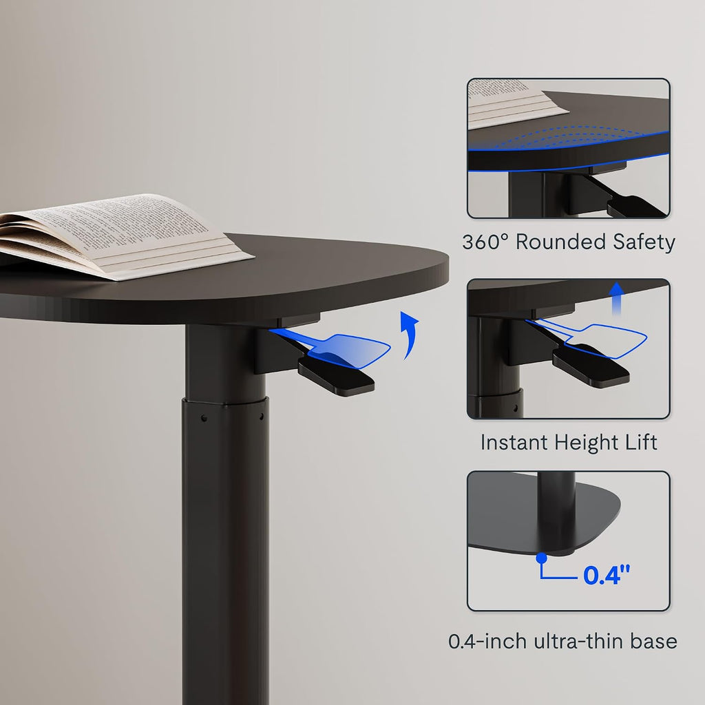 FLEXISPOT Adjustable C Table, Mobile Snack Side End Table Sofa Couch Bedside Table Laptop Cart TV Tray Night Stand Small Space Side Table(23.6' W x 13.8' D,Black)