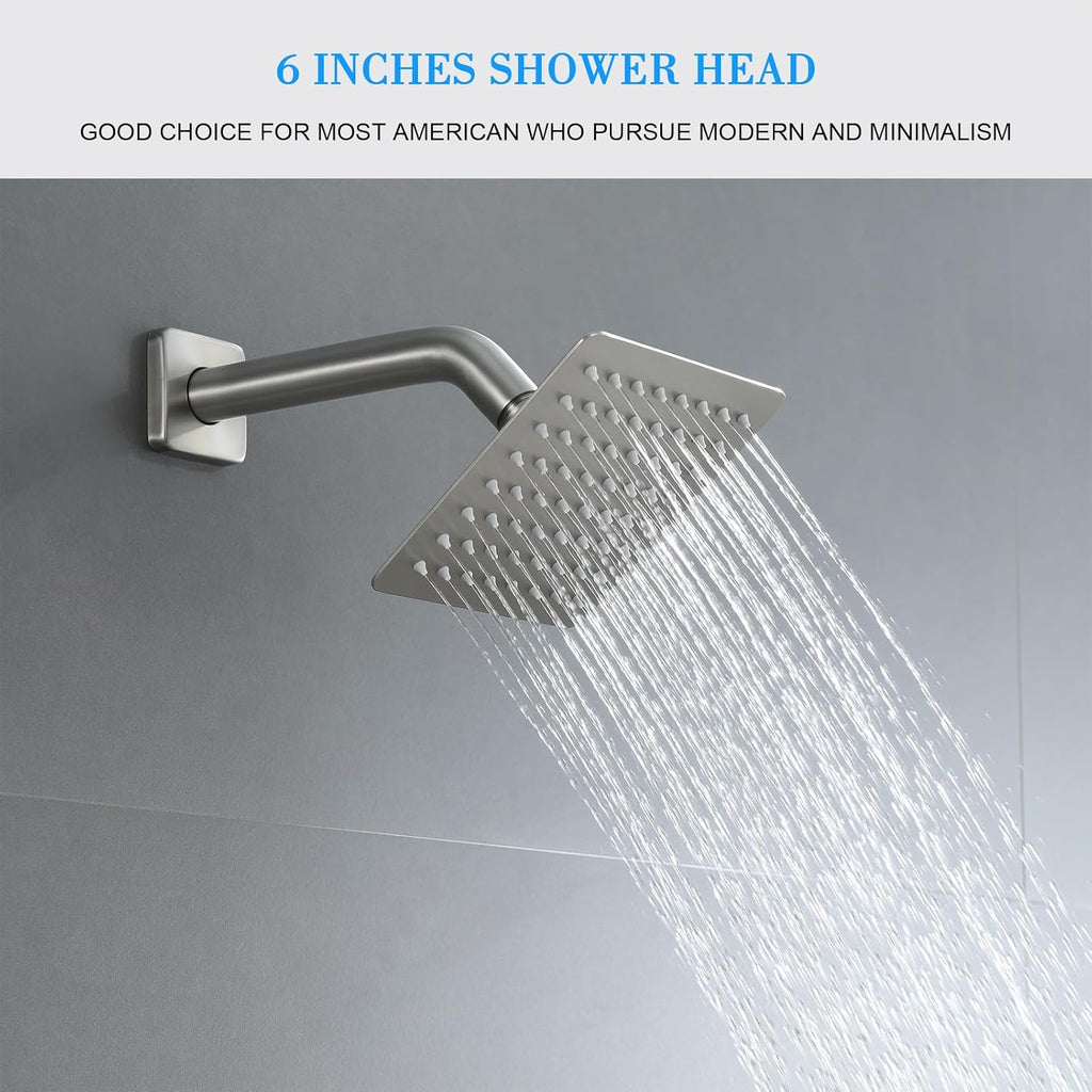 Shower Faucet Set, Brushed Nickel Shower System with Rain Shower and Handheld Bathroom Rainfall Ceiling 12 Inch Shower Set with Valve