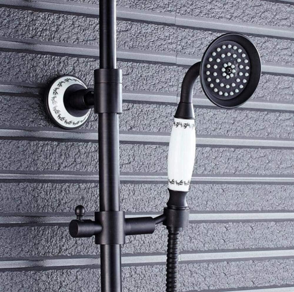 Guhaibo Continental Vintage High-End Comfortable Bathroom Black Bronze Round Type Rubber Top Spray Handheld Top Spray Hot and Cold Dual Use Shower Set