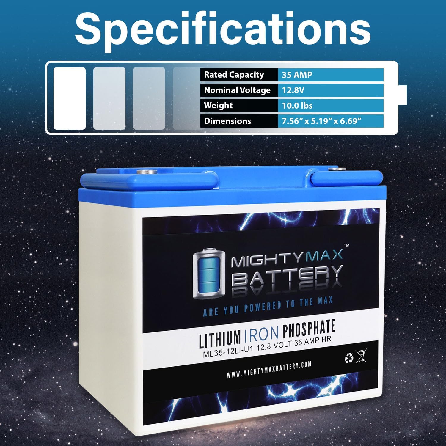 Mighty Max Battery 12V 35AH U1 Lithium Replacement Battery for John Deere Lawn Tractor-Riding Mower 108