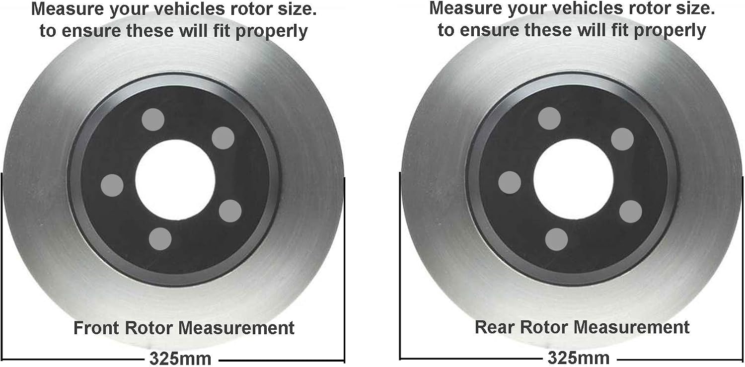 Detroit Axle - Brake Kit for Chevy Trailblazer EXT SSR Buick Rainier GMC Envoy XL Saab 9-7X, Drilled & Slotted Brakes Rotors Ceramic Brake Pads Replacement: 12.80' inch Front and Rear Rotor