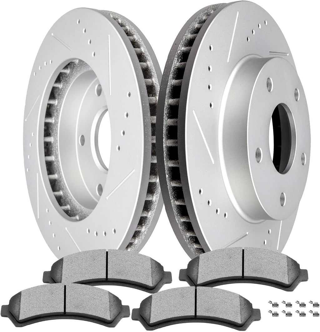 SCITOO Brake Kit Front Discs Brake Rotors and Ceramic Brake Pads fit for Chevy Blazer, for Chevy S10, 97-04 for GMC Jimmy, 98-04 for GMC Sonoma, 98-00 for Isuzu Hombre, 97-01 for Oldsmobile Bravada