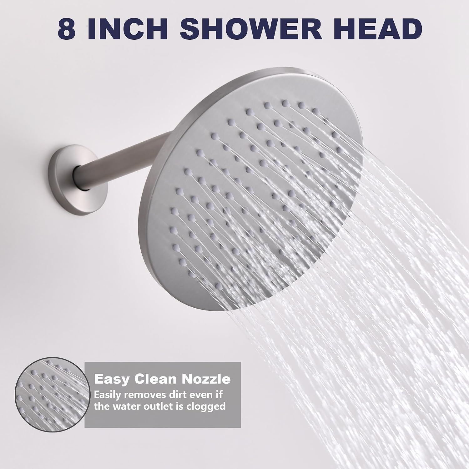 Shower System, Shower Faucet Set, 8' Rainfall Shower Head and Handheld Spray Combo, Round Shower Head and Handle Set with Valve and Trim Kit, Brushed Nickel
