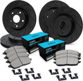 R1 Concepts Front and Rear Brake Kit Fits 2011-2022 Dodge Durango, Jeep Grand Cherokee| Ceramic Pads, Drilled Slotted Rotors| Hardware| 13.8' Front & 13.0' Rear