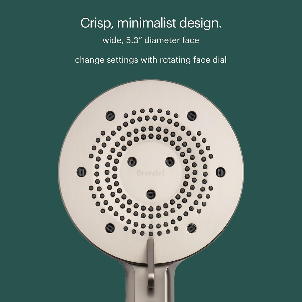 Brondell Nebia Yuba HaloNetic Double Dock Magnetic Handheld Shower Head, 60' Stainless Steel Hose, 5-Setting, Matte Gold