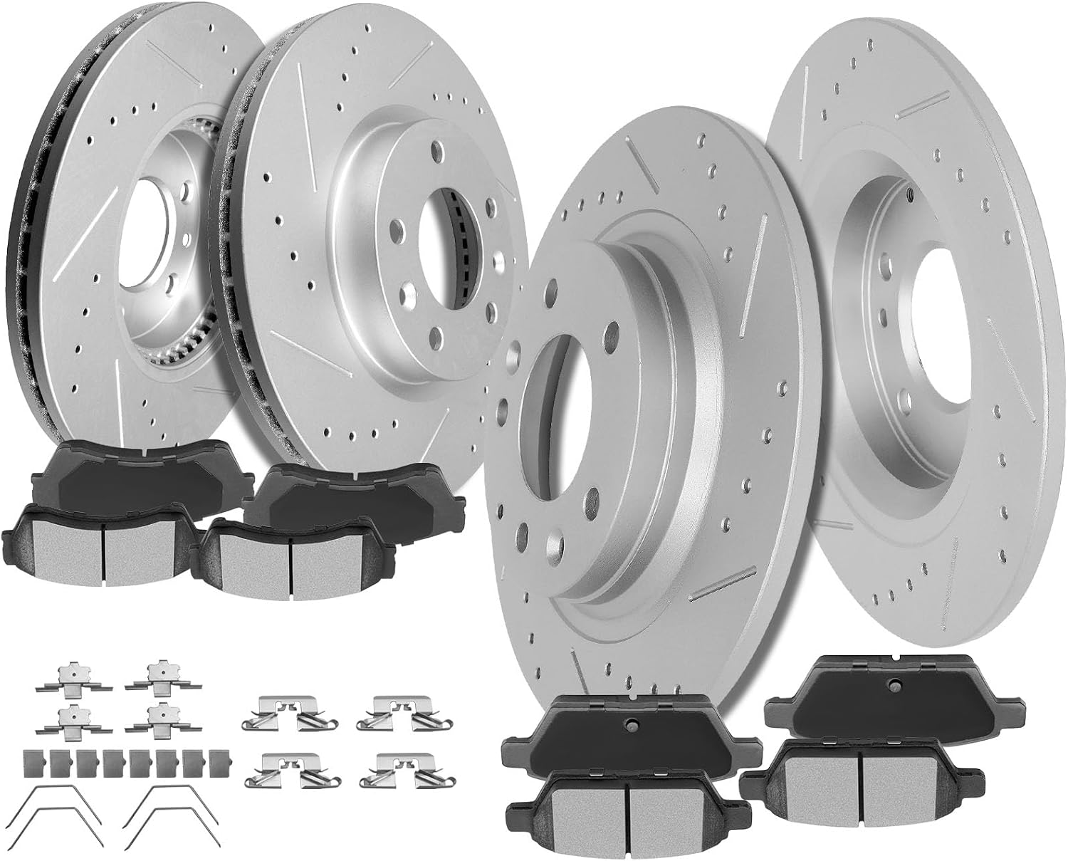 SCITOO Front 11.75' Rear 11.02' Brake Pads and Rotors Kits Fit For Ford For Fusion 2006-2012,For Lincoln MKZ 2007-2012,For Lincoln Zephyr 2006,For Mazda 6 2006-2013,For Mercury Milan 2006-2011