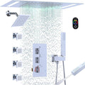 Thermostatic Dual Heads Shower System Chrome Faucets Set, 4-Way Full Body Spray Shower Fixtures 14X20' LED Rainfall Shower Head with 6' Wall Mount Showerhead, Dual-mode Handheld, 4 Jets with Shut-Off