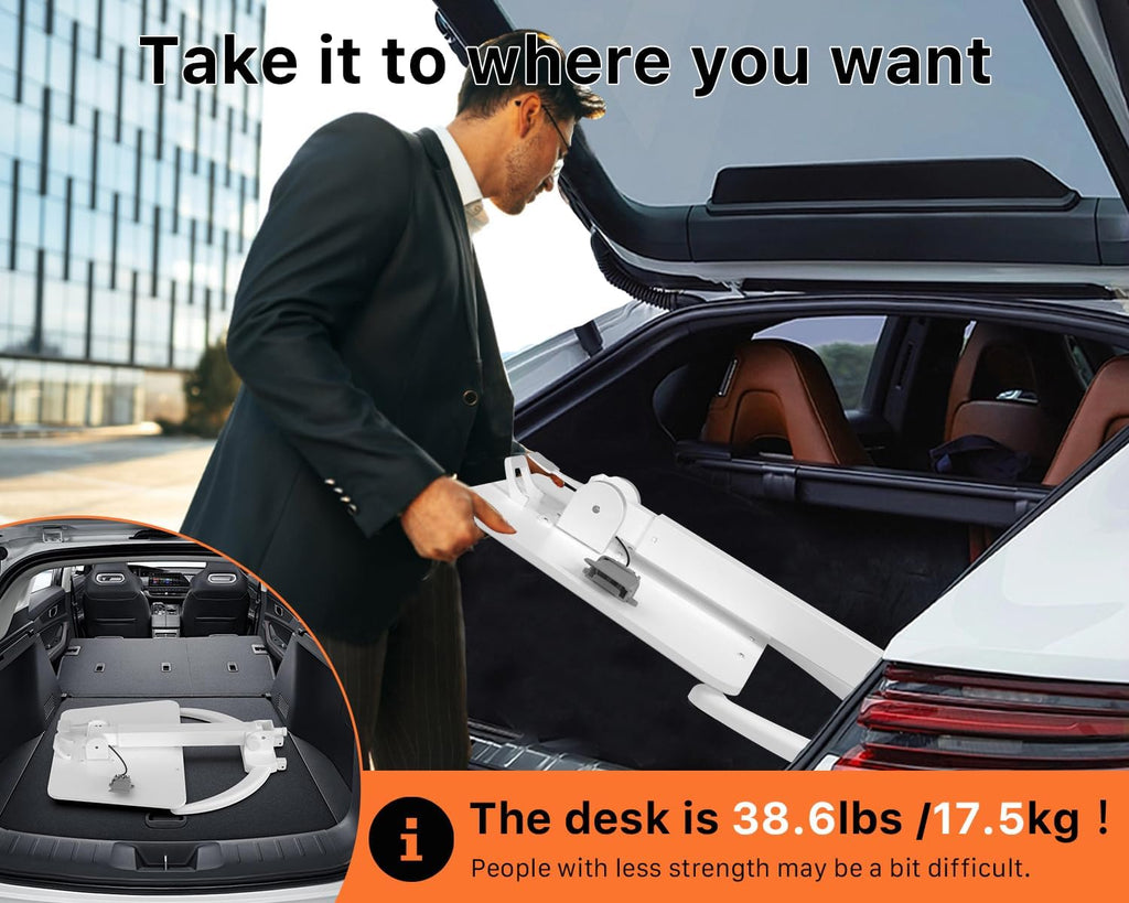 JOY worker Foldable Mobile Standing Desk, Height Adjustable Sit Stand Desk, 90° Tiltable Rolling Laptop Table, Portable Workstation with Wheels Non-Slip Mat for Home Office, Holds Up to 22lbs, White