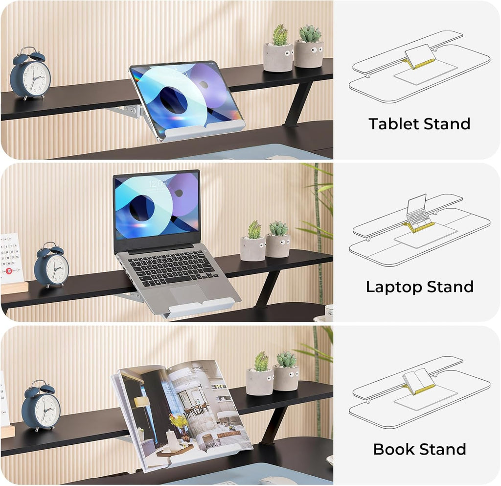 COMHOMA Electric Standing Desk with Drawers, 55 x 24 Inch Sit Stand up Desk with Monitor Stand, Laptop Stand, Height Adjustable Home Office Computer Desks with Memory Preset Controller (Ebony Black)