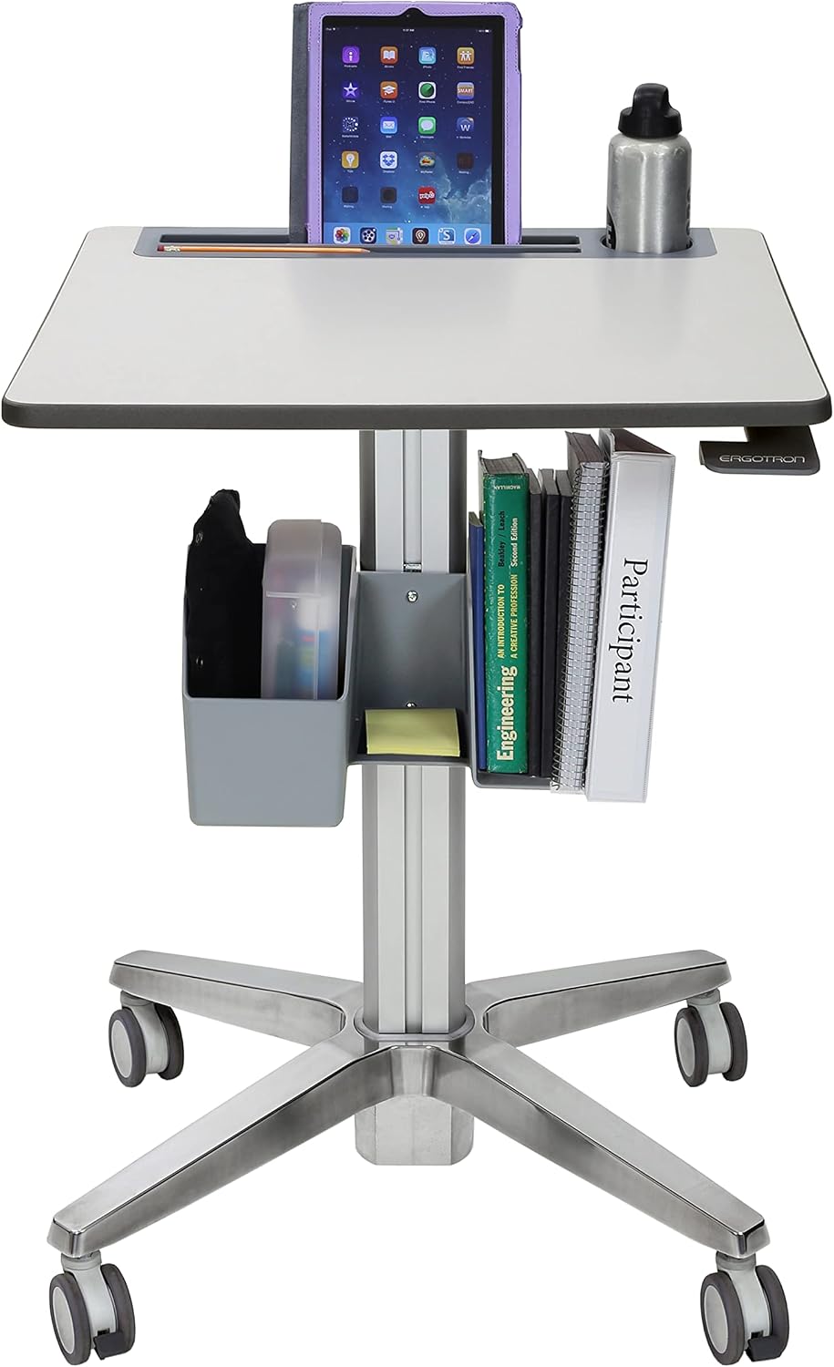 Ergotron – LearnFit Mobile Standing Desk, Adjustable Height Small Rolling Laptop Computer Sit Stand Desk with Wheels for Classroom, Office, Medical or Home Use – Adjusts from 29 to 45 Inches – Grey