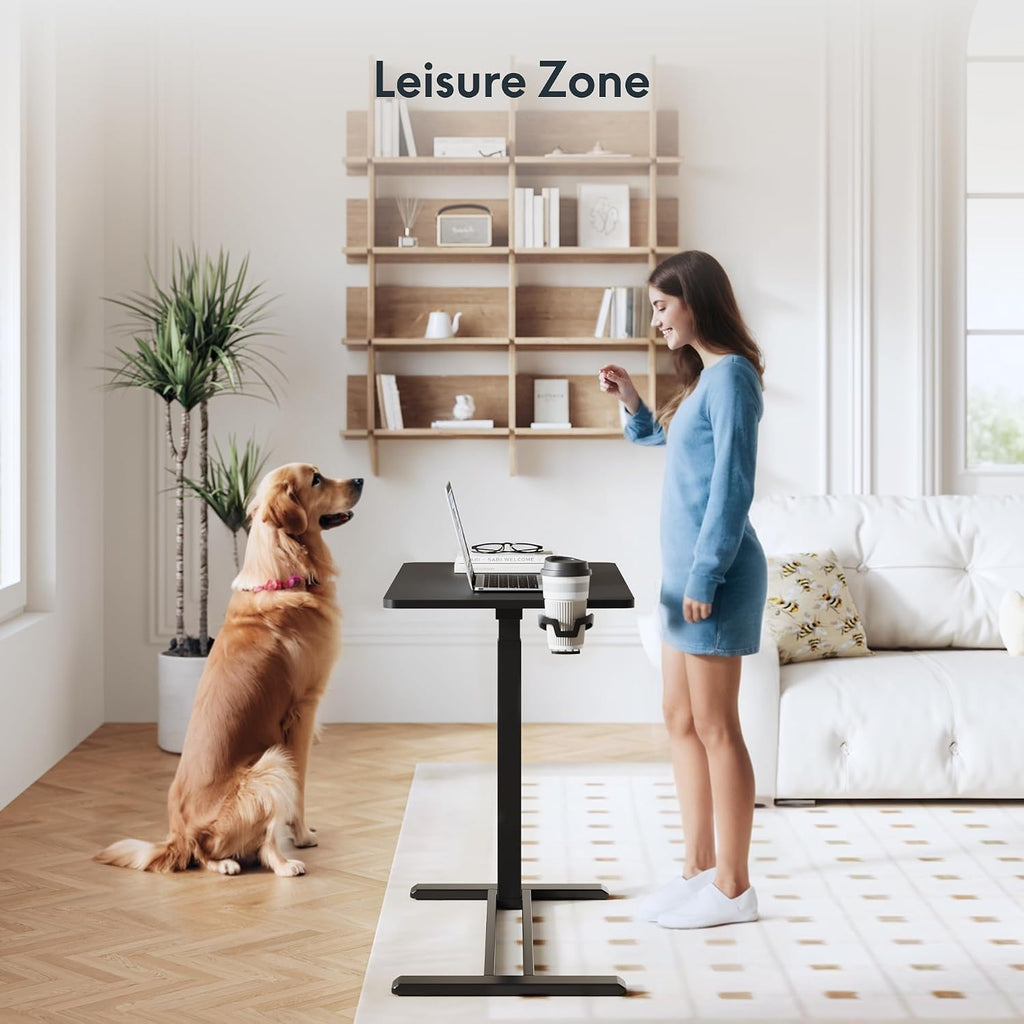 FLEXISPOT Adjustable C Table with Wheels, Mobile Snack Side End Table Sofa Couch Bedside Table Laptop Rolling Cart TV Tray Night Stand Small Space Side Table,(31.5' W x 17.7' D,Black)