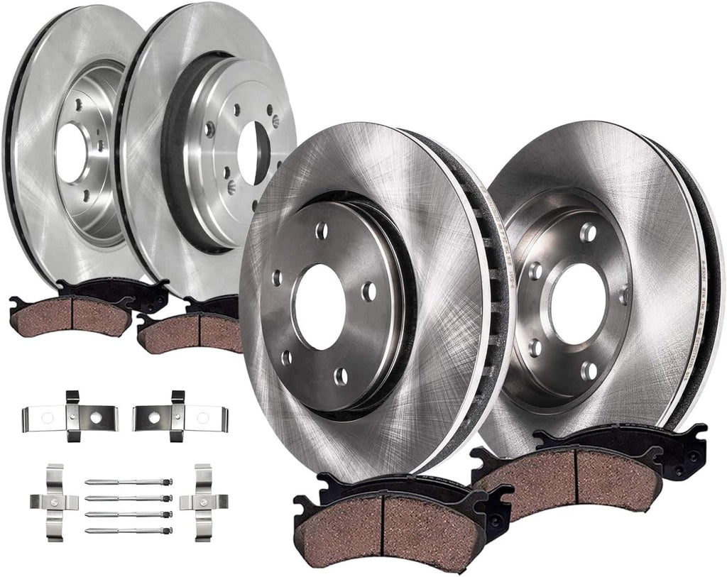 Detroit Axle - 8pc Brake Kit for Hyundai 2010-2016 Genesis Coupe Disc Brake Rotors Ceramic Brake Pads with Hardware 2011 2012 2013 2014 2015 Replacement : 13.39' inch Front and 12.99' inch Rear Rotor