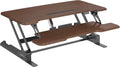 Mount-It! Electric Standing Desk Converter with 38' Tabletop, Height Adjustable Desk Riser, Motorized Desk Riser with Keyboard Tray and Device Slot, Fits Monitor & Laptop, Dark Walnut