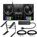 Hercules DJControl Inpulse 500 2-Deck USB DJ Controller Bundle with Laptop Stand, 4-Port USB Hub and Cables (2-Pack) (5 Items)