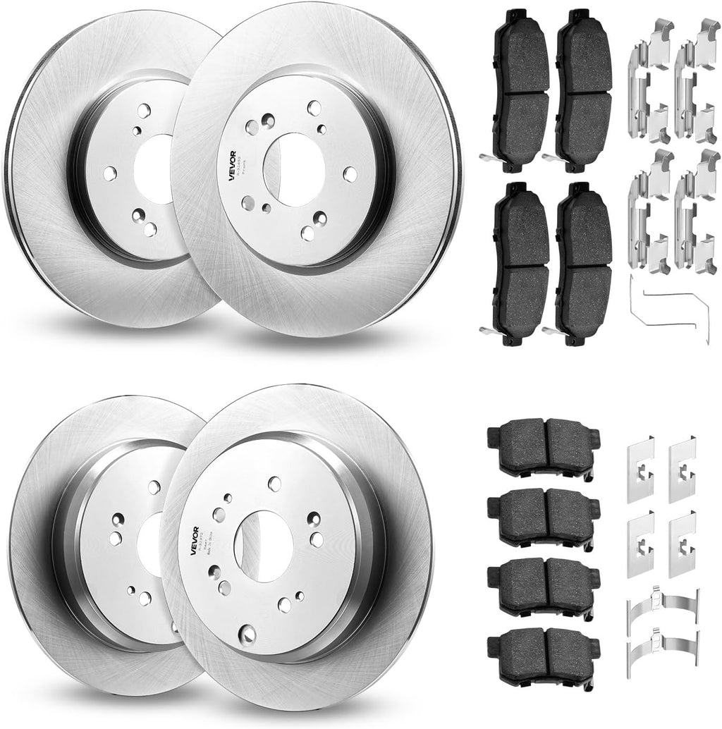 VEVOR Front & Rear Brake Kit Compatible with 2012-2016 Honda CR-V (AWD Models), Ceramic Brake Replacement Kits, 12 inch Hollow Structure Front Rotors, 12 inch Solid Structure Rear Rotors, R-31455