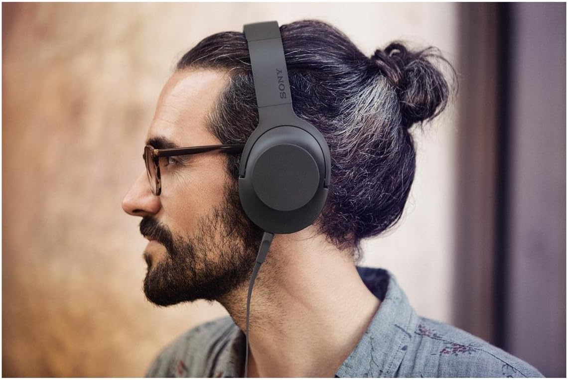 Sony h.ear on Premium Hi-Res Stereo Headphones (wired), Charcoal Black