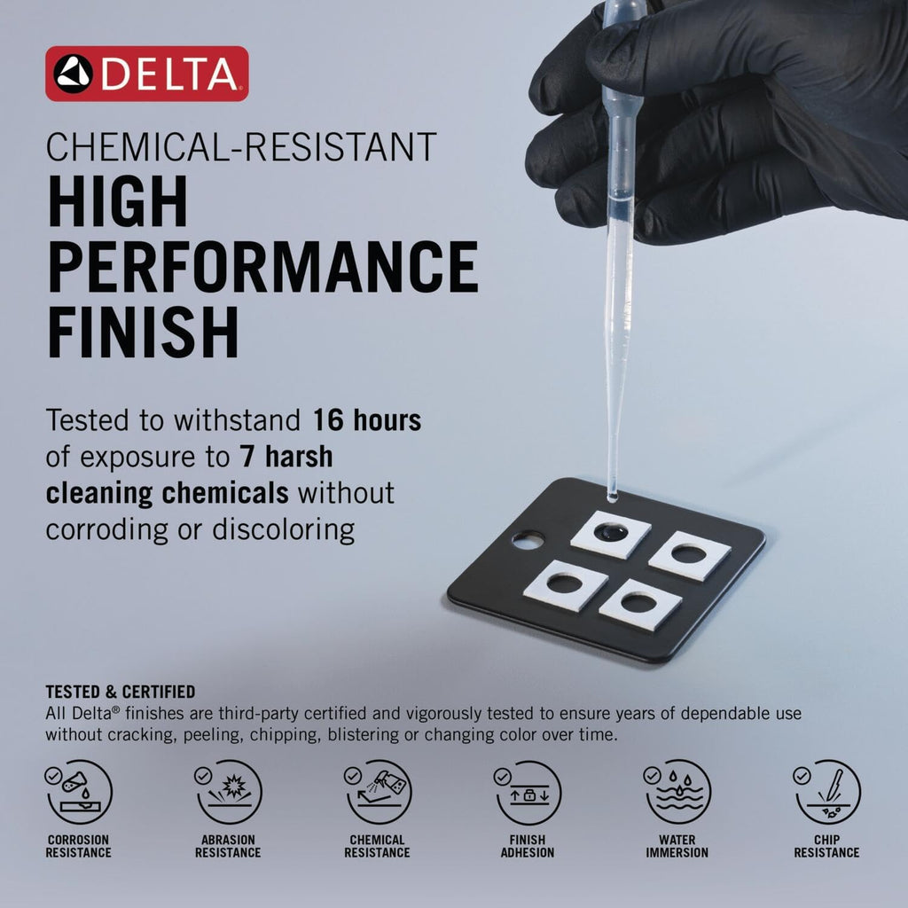 Delta Faucet Nicoli 14 Series Single-Handle Shower Faucet Trim Kit with 5-Spray H2Okinetic Shower Head and Widespread Bathroom Faucet in Black/Gold (Shower Valve Included)