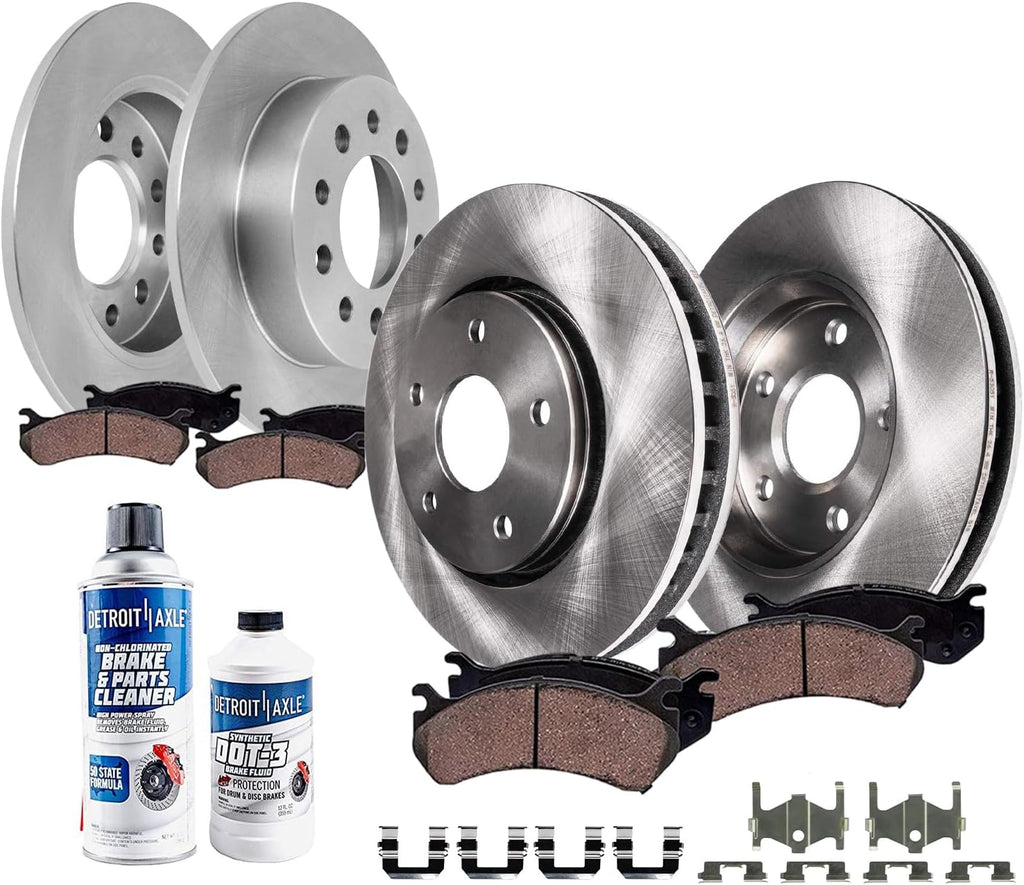 Detroit Axle - 10pc Brake Kit for 2003-2007 Hyundai Tiburon, Disc Brake Rotors Ceramic Brakes Pads 2004 2005 2006 Replacement : 11.02' inch Front and 10.16' inch Rear Rotor