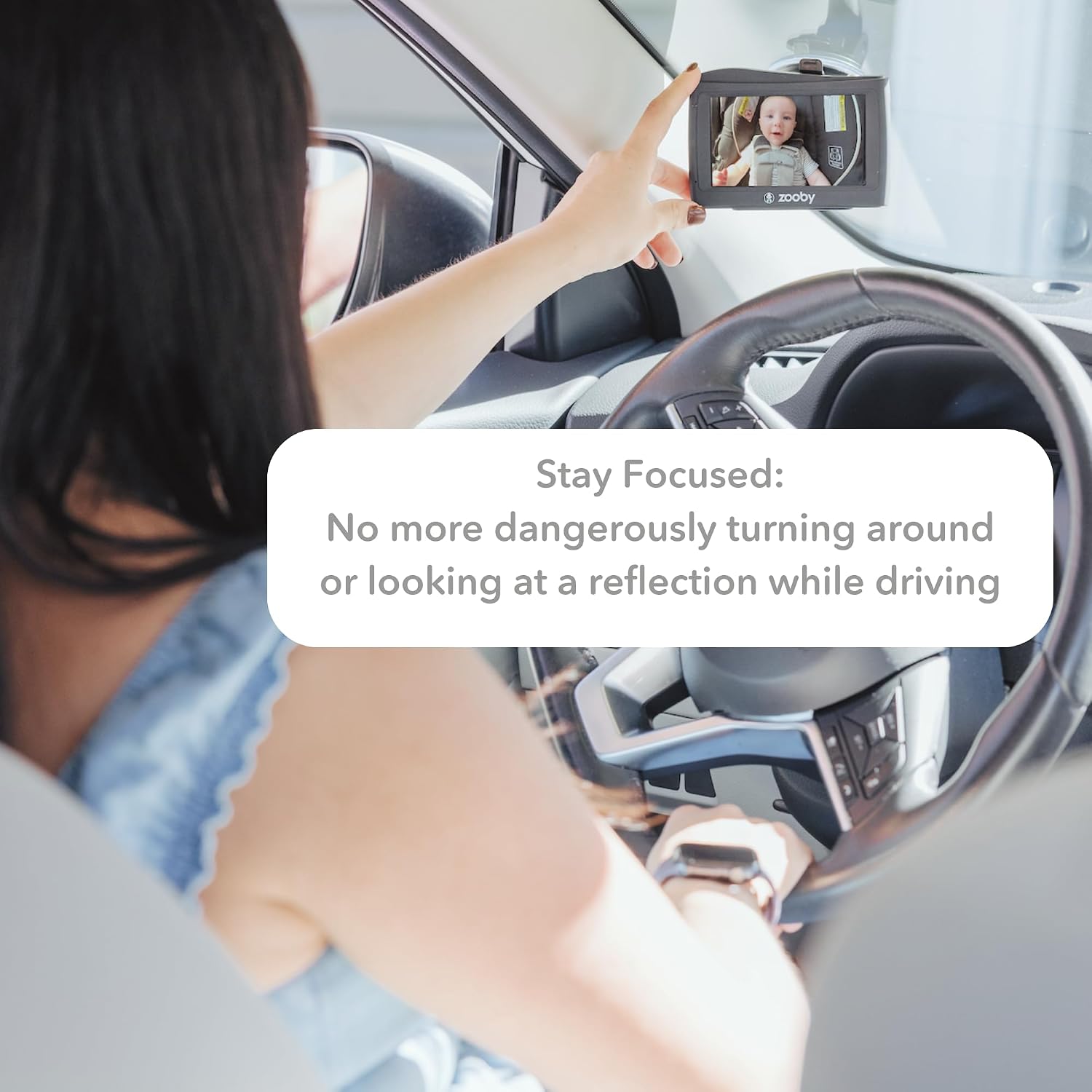 zooby Baby Car 4.3' HD Monitor, Wireless, Cuddly Plush Fox Camera, Simple Easy Setup, No WiFi Needed, Crash-Tested for Safety, Night Vision & Split Screen-Capable Nanny Cam Reduces Distracted Driving