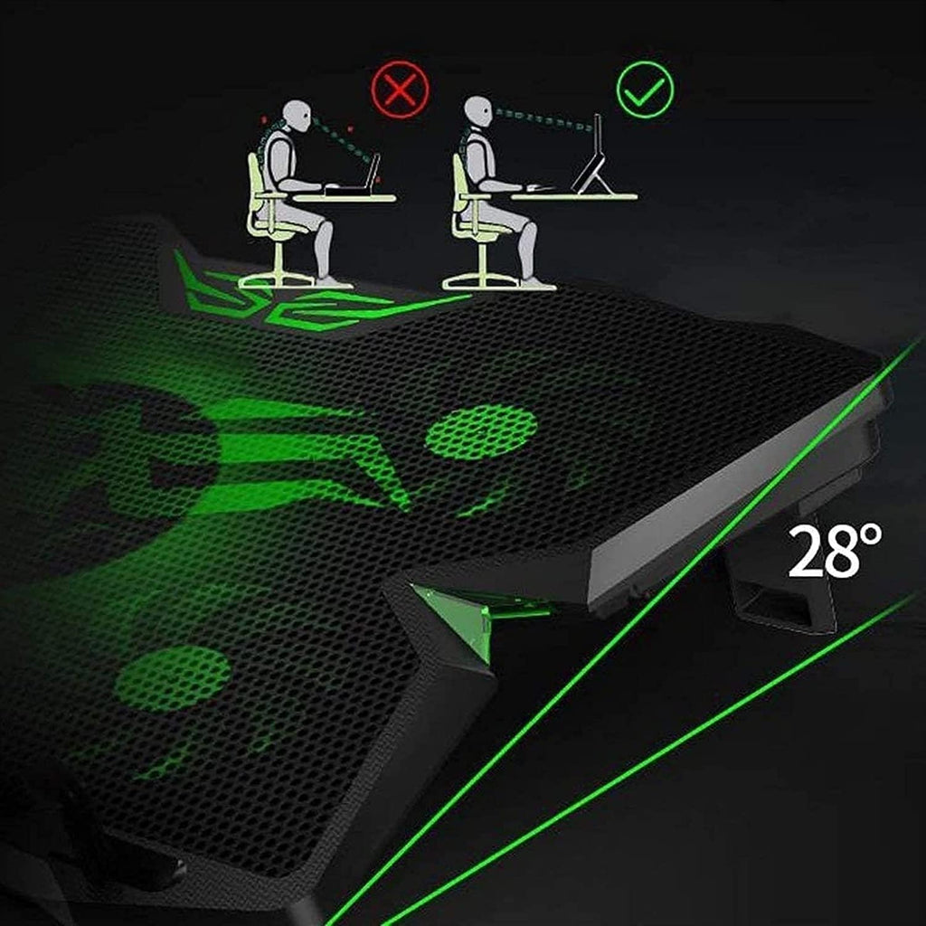 Laptop Cooling Pad, Light Gaming Laptop Cooler with 4 Silent Big Fans, Stand Cooling Pad for Notebook, 2 USB Powered Fan Compatible up to 17'