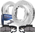 Detroit Axle - Front Brake Kit for 1994-1999 Dodge Ram 2500 RAM 3500, 90-00 Chevy GMC K3500 Drilled & Slotted Disc Brake Rotors Ceramic Brakes Pads 1995 1996 1997 1998 Replacement