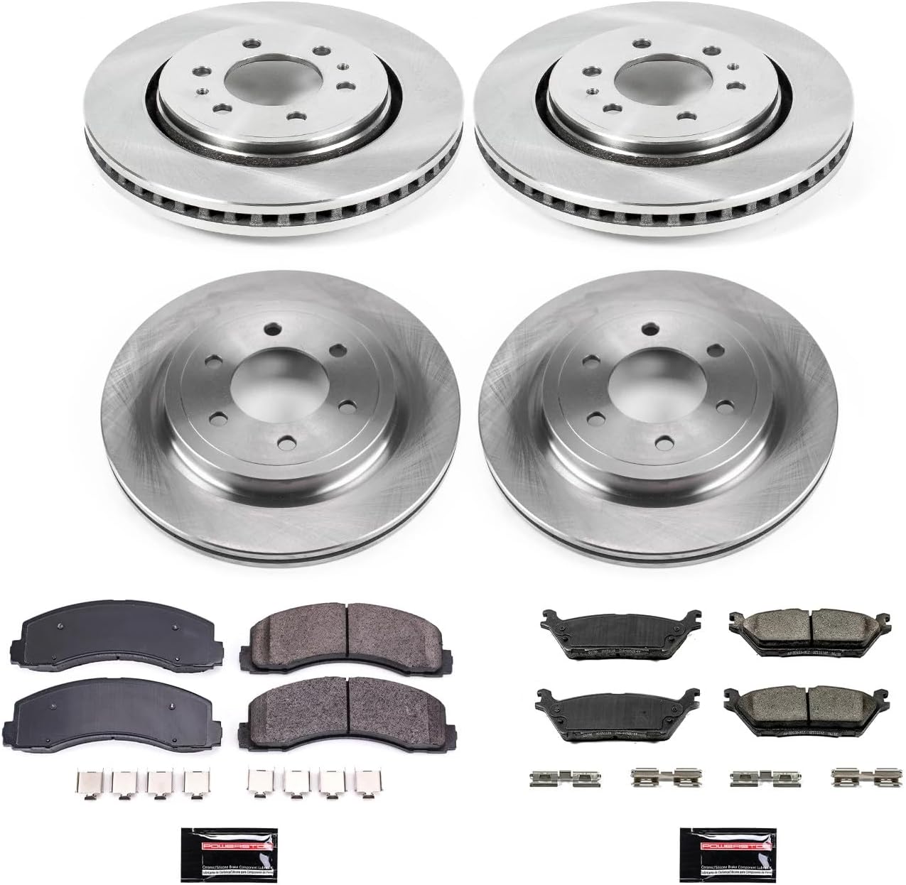 PowerStop Front and Rear Brake Kit for Ford Expedition 2018-21 |F-150 2018-20 |Lincoln Navigator 2018-21 - Z17 Ceramic Brake Pads & Disc Rotors Replacement, KOE8026