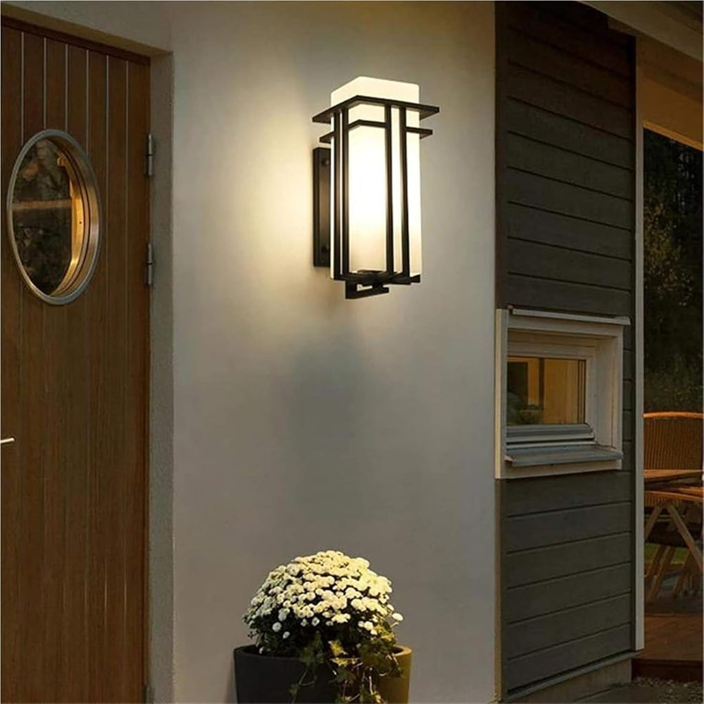 Retro Wall Sconce Waterproof Wall Lamp Metal and Glass Wall Light Fixture E27 Black Wrought Iron Decorative Lighting for Bedroom Aisle Corridor Indoor/Outdoor