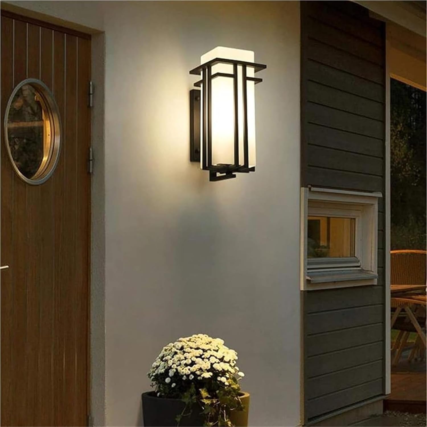 Retro Wall Sconce Waterproof Wall Lamp Metal and Glass Wall Light Fixture E27 Black Wrought Iron Decorative Lighting for Bedroom Aisle Corridor Indoor/Outdoor