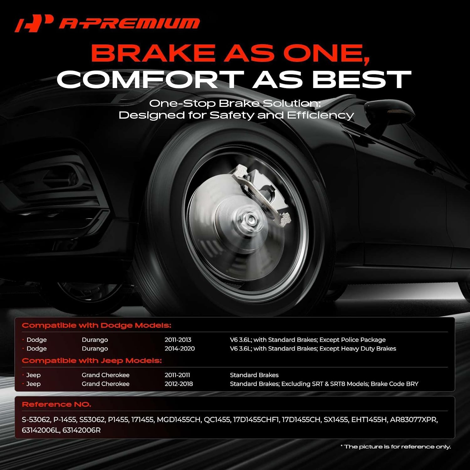 A-Premium 12.99 inch (330 mm) Front Drilled and Slotted Disc Brake Rotors + Ceramic Pads Kit Compatible with Select Dodge and Jeep Models - Durango 2011-2020, Grand Cherokee 2011-2018, 6-PC Set