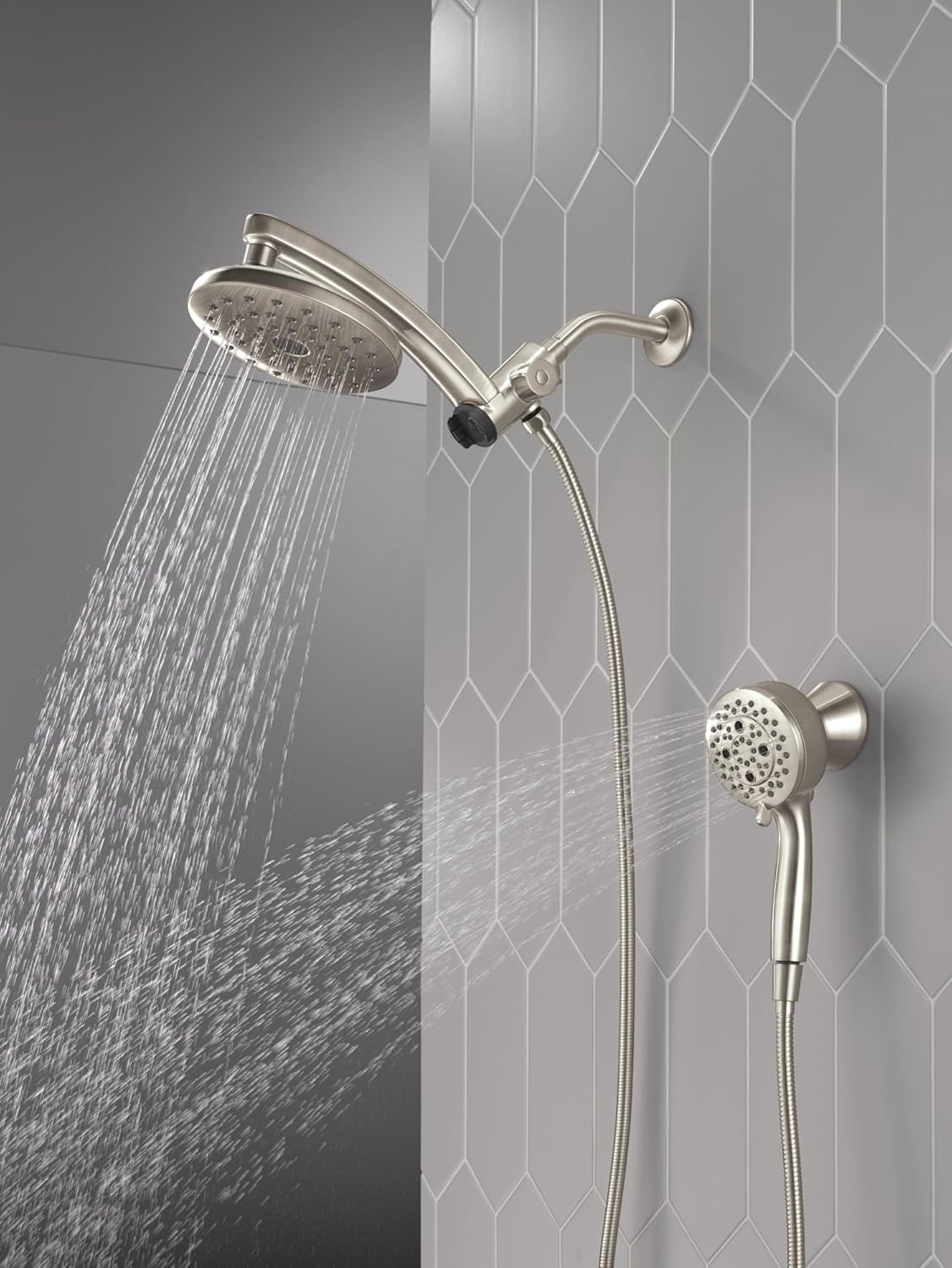 Delta 7-Setting PivotPro 3-in-1 Combination Shower Head with ProClean Spray, Brushed Gold Round Shower Head Rainfall with Handheld Spray, 1.75 GPM, Lumicoat Champagne Bronze 58600-CZ-PR