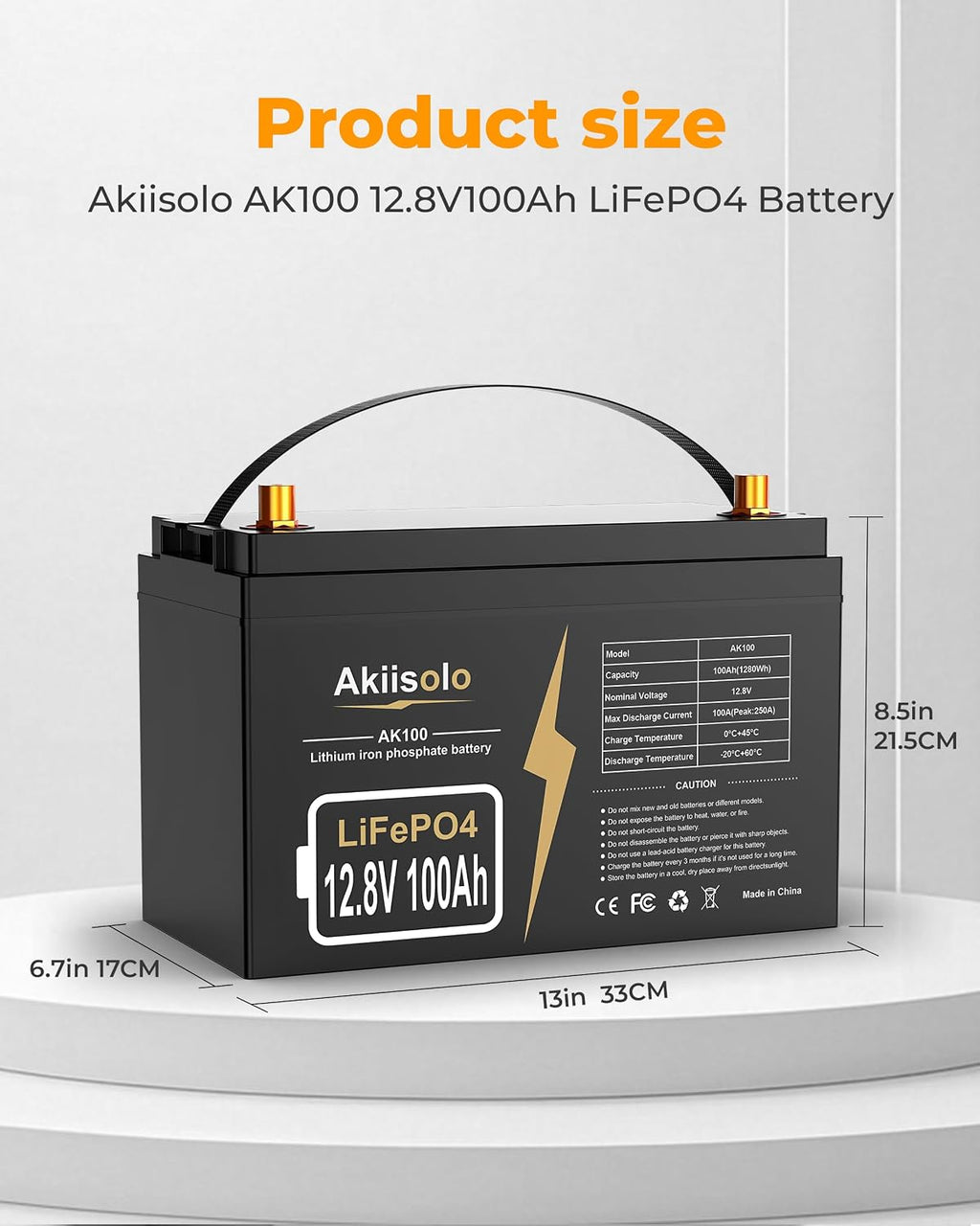 12V 100Ah LiFePO4 Deep Cycle Battery, up to 8000+ Cycles Rechargeable Battery with Built-in 100A BMS, 12 Volt Lithium Battery for RV, Mobility Scooter, Solar System and More