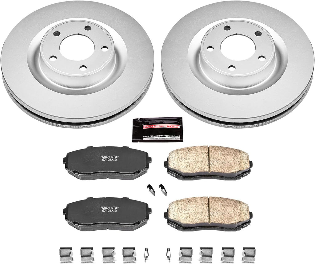 PowerStop Front Brake Kit for Ford Edge 2007-14 | Lincoln MKX 2007-15 - Fully-Coated Disc Rotors with Z17 Ceramic Brake Pads Replacement, CRK3057